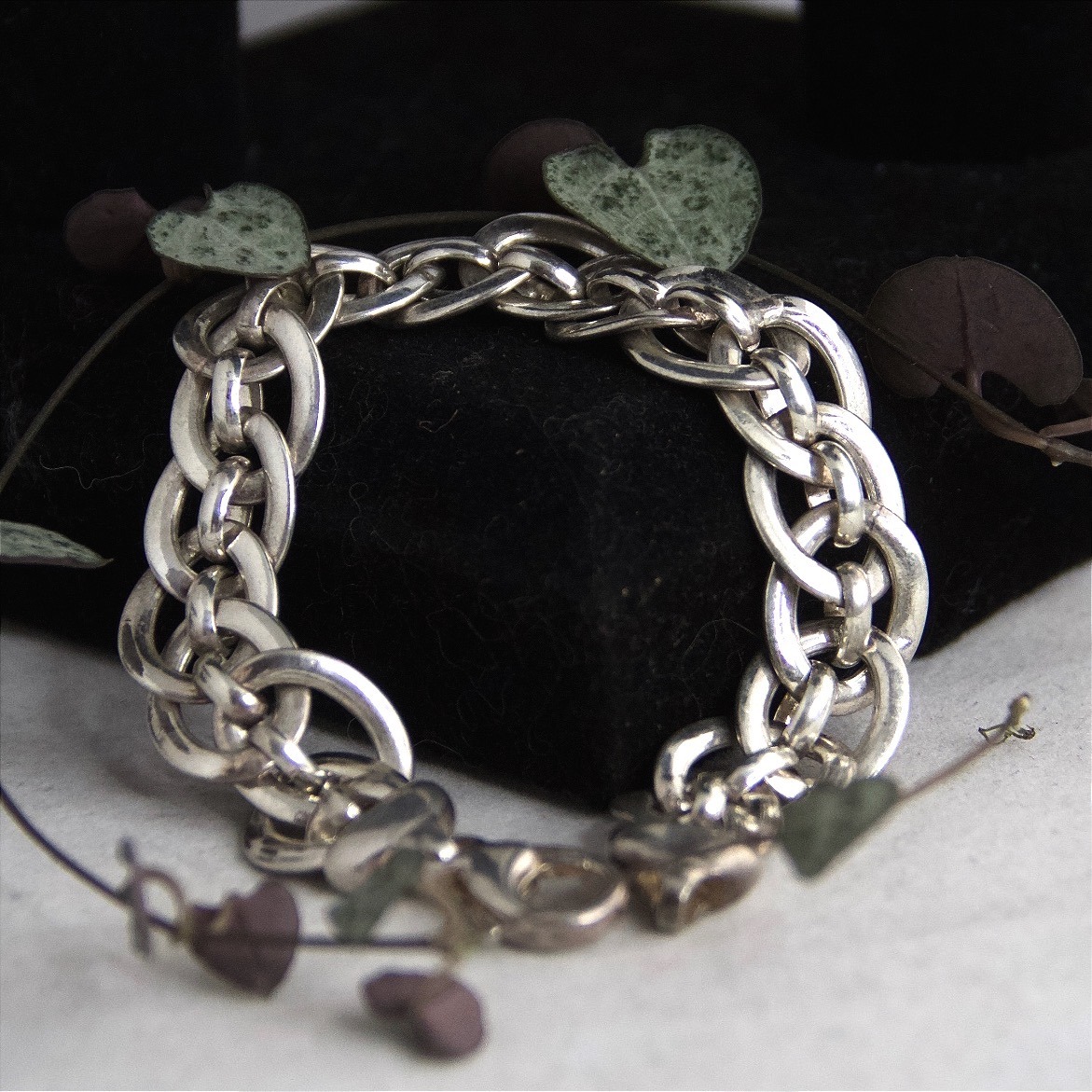 Vtg Heavy Sterling Silver Double Link Chain Bracelet Italy 925 22g 13mm 7.75"